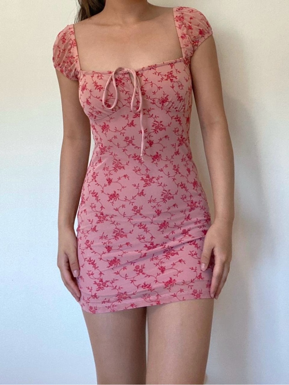 Motel Love Bloom Gaina Pink Floral Mini Dress Size XS